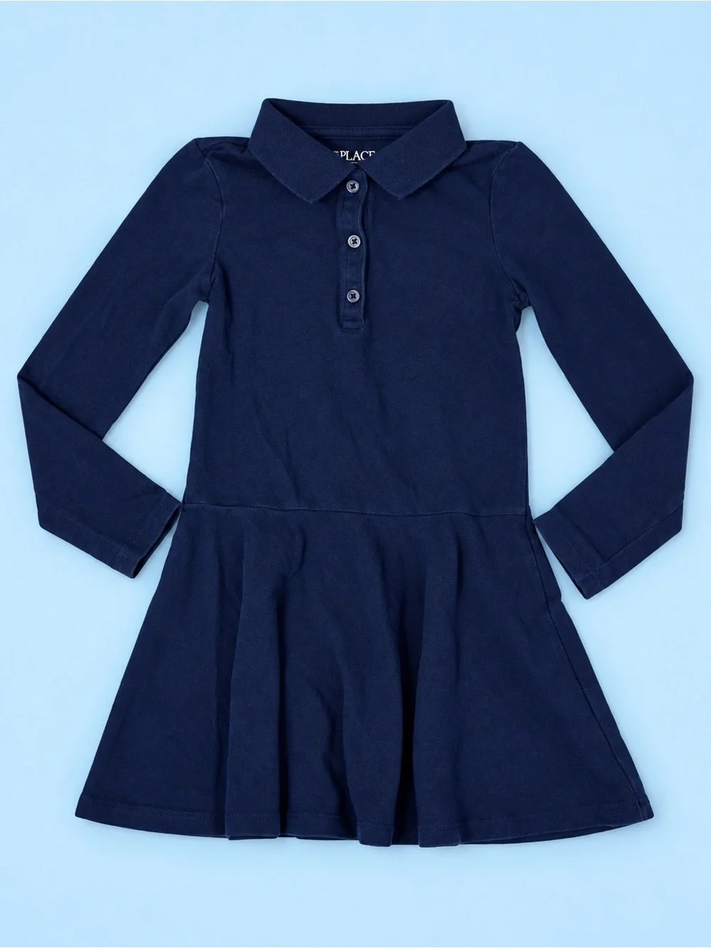 The Children’s Place Girls Navy Blue Long Sleeve Polo Uniform Dress Size 5/6